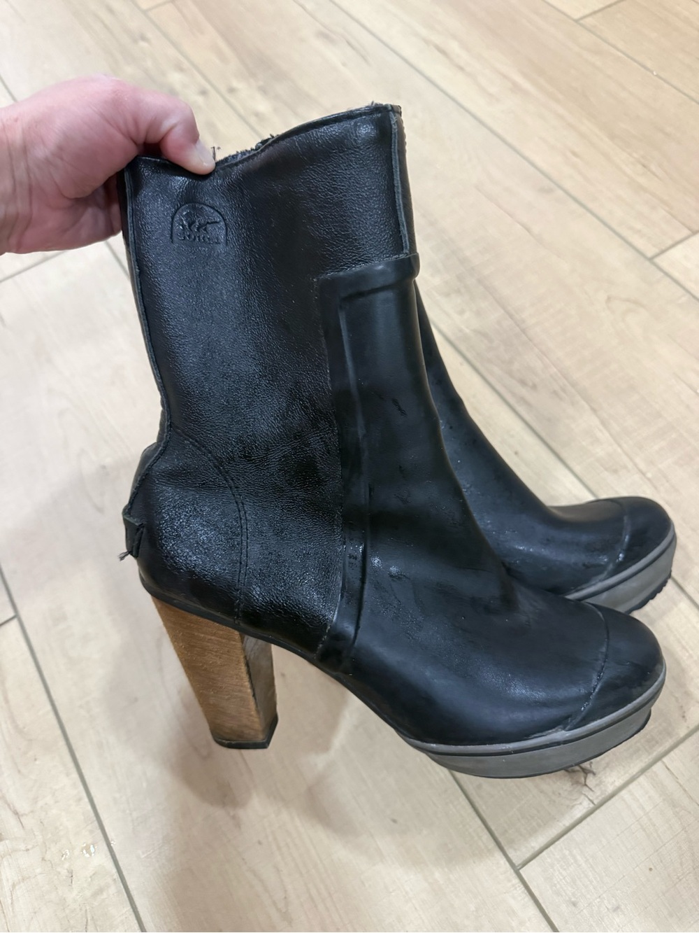 Sorel Women’s Medina Rain Tall Heeled Boots Black Size 8